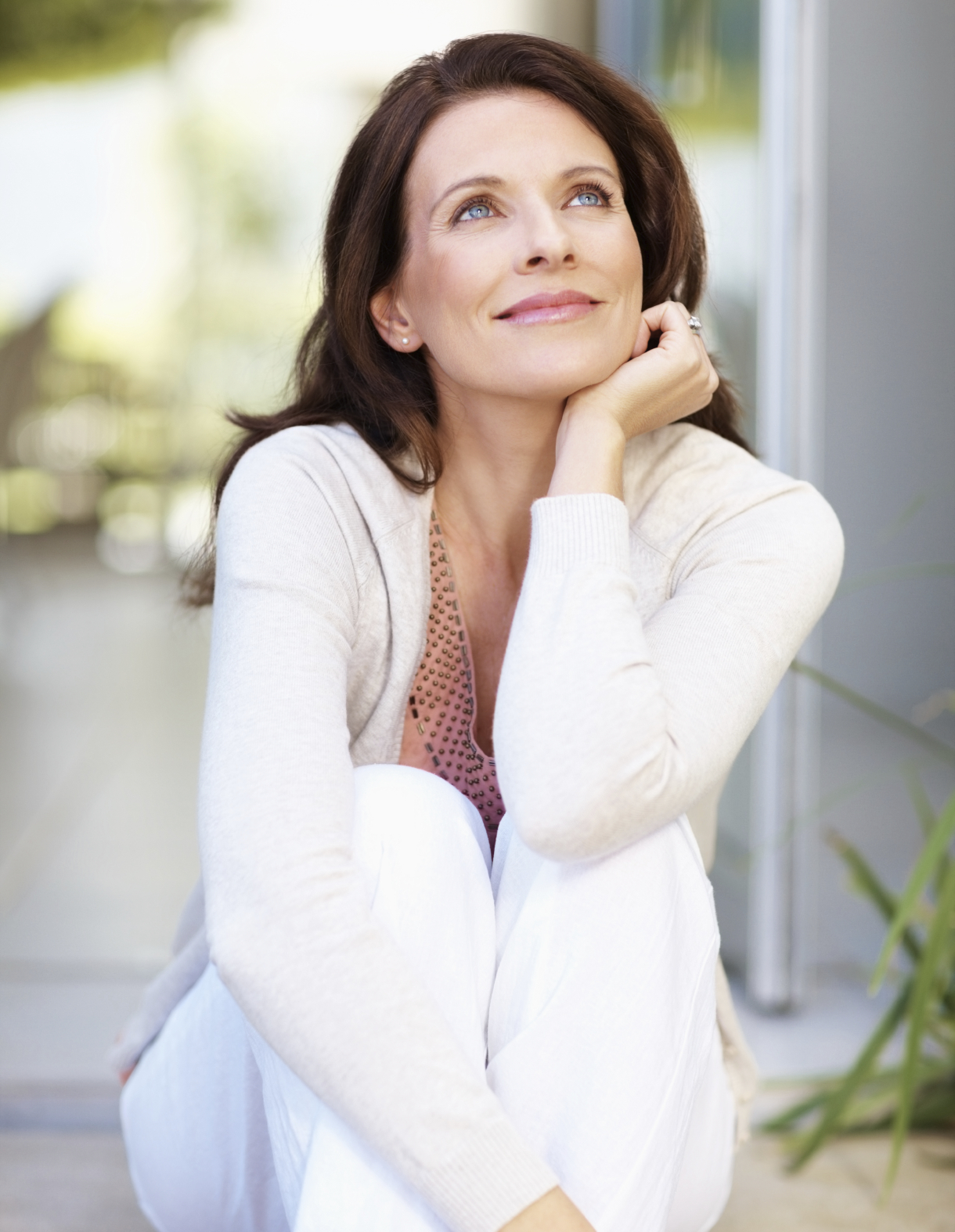 Lovely Mature Woman Looking Away In Thought