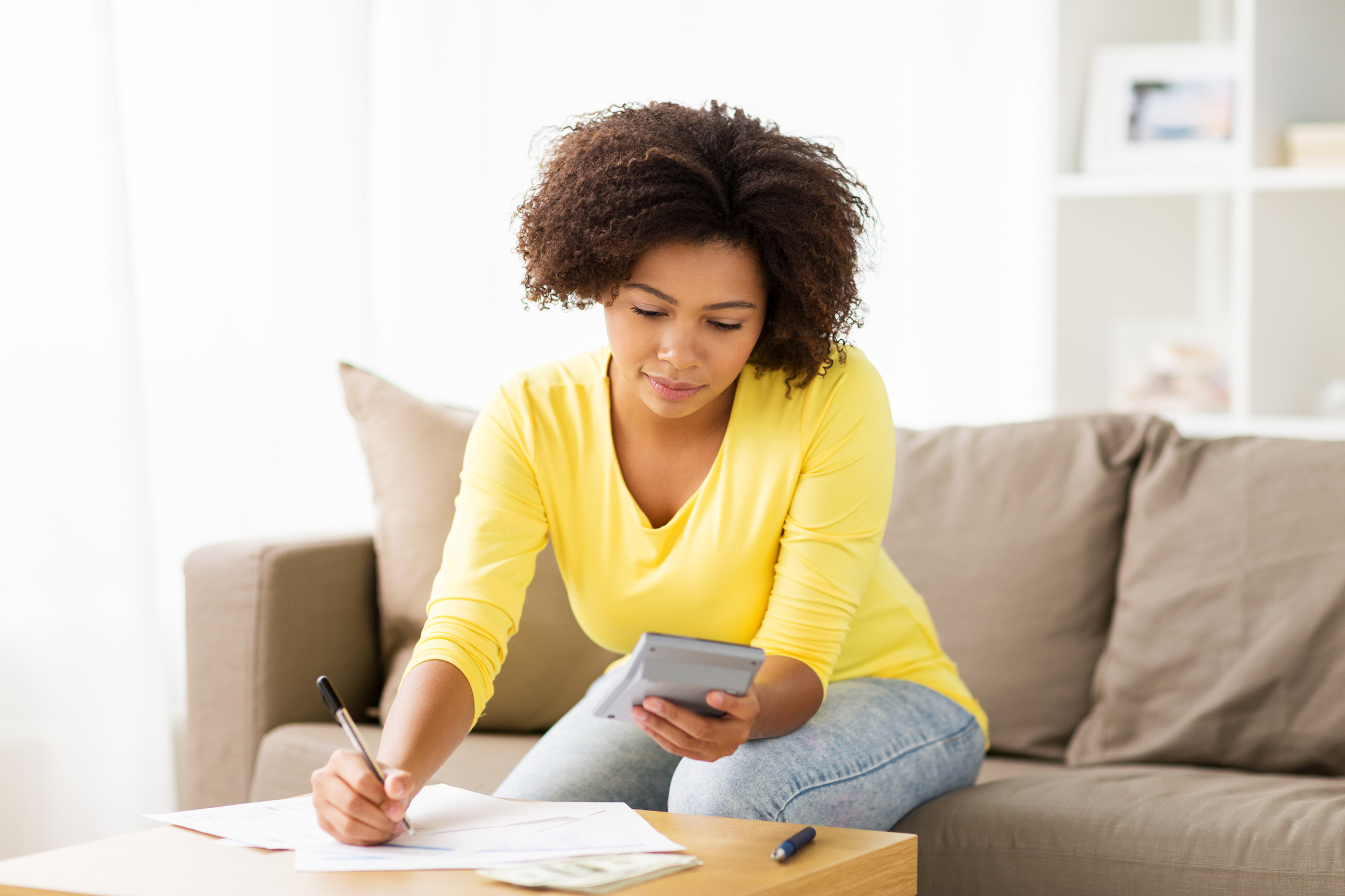 Girl Working On Taxes